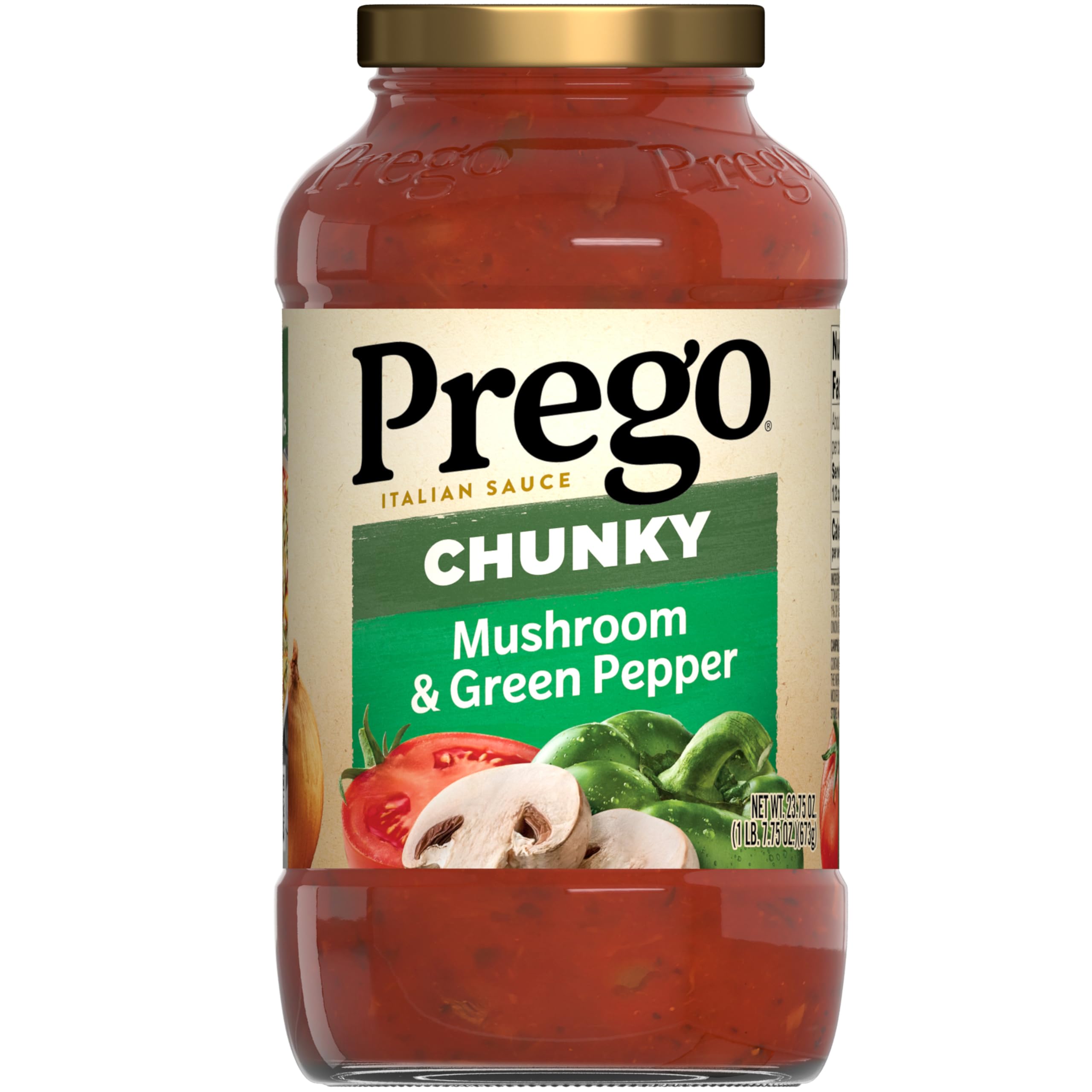 Prego Chunky Mushroom and Green Pepper Pasta Sauce, 23.75 Oz Jar