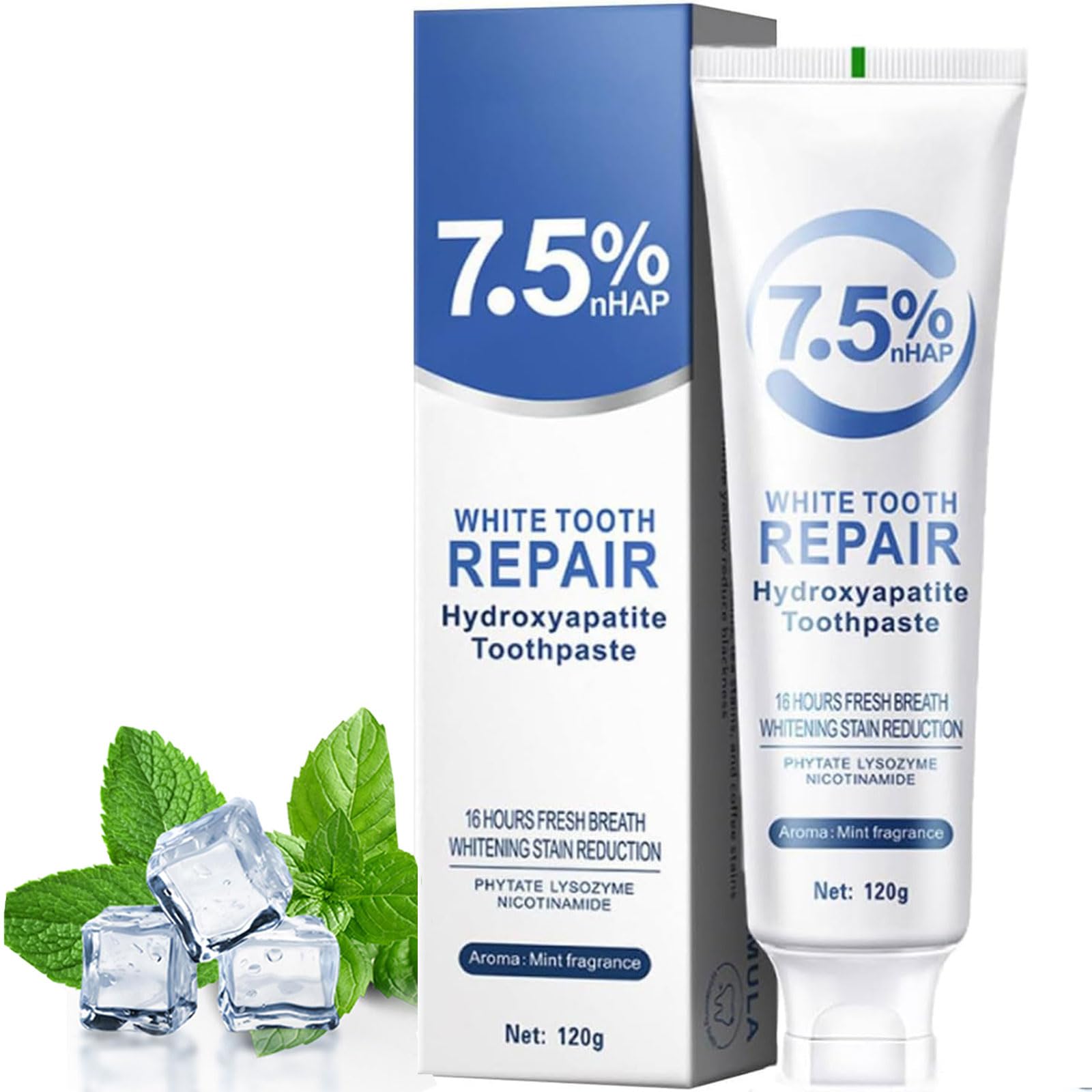 Fluoride Free Nano Hydroxyapatite Toothpastes for Teeth Whitening Remineralizing Deep Cleansing Enamel-Safe Anti-Plaque Teeth Restoration 4 23oz
