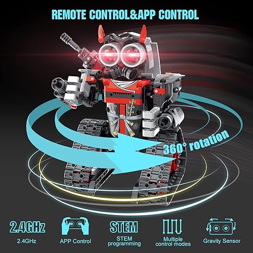 Miniatura 4 de VINTOP Kit de construcción de robot de control remoto para niños de 6 a 12, 3 en 1 STEM remoto y engranaje de codificación controlado por