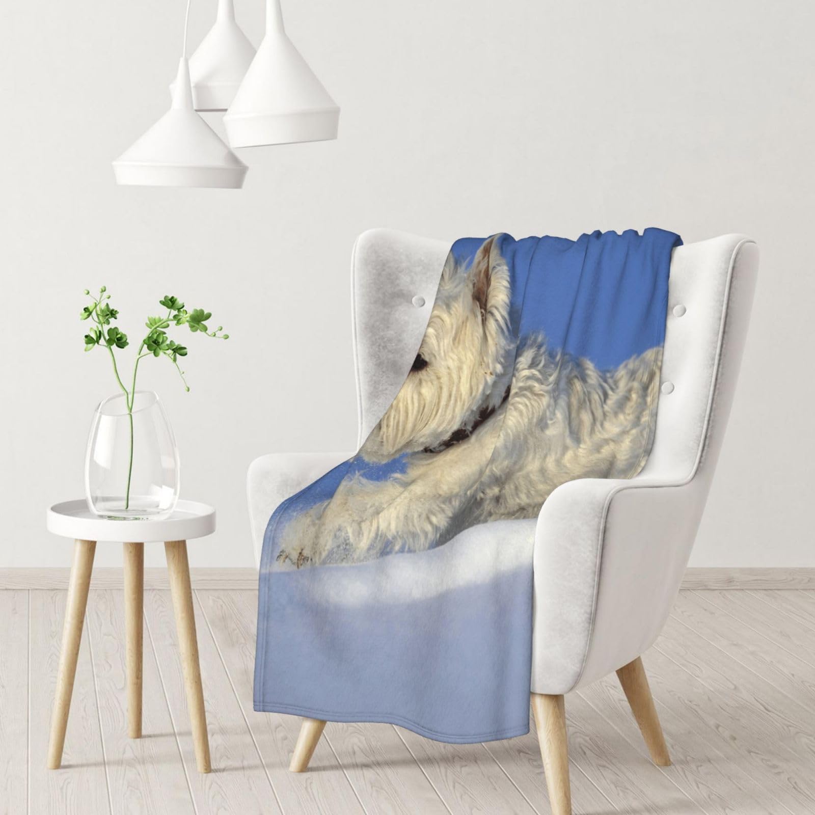 Yofien Black Westie Winter West Highland White Terrier Dogsflannel Throw Fluffy Blanket For Couch, Soft Cozy Blankets