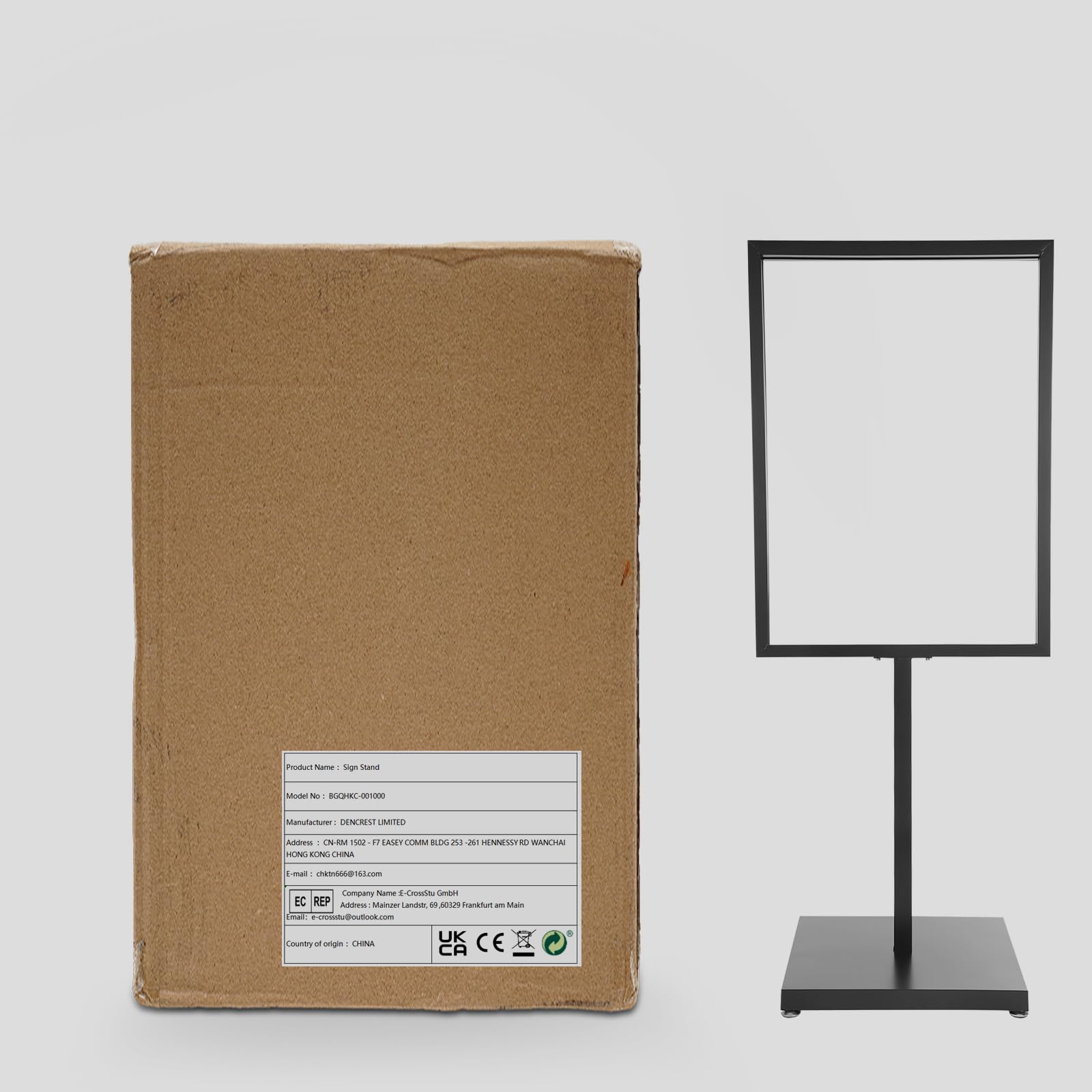 Espositore pubblicitario in ferro, 65 x 90 x 160 cm, per interni ed esterni, nero