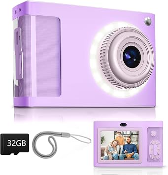 Digital Camera,ARNSSIEN 1080P Vintage Kids Digital Camera,with 2.4 Screen and 16 LED Filling Lights,Birthday Festival Present for Teens, Students, Beginners,Y2