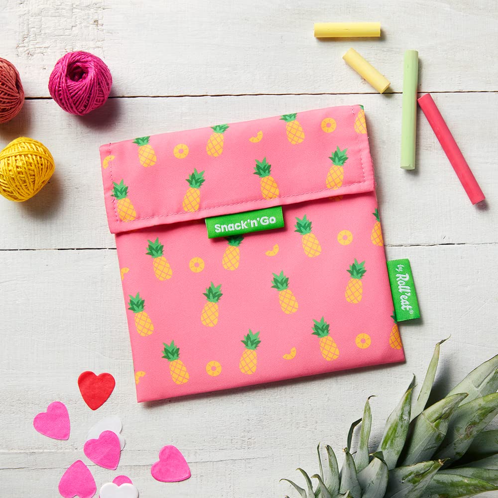 Roll’Eat Snack'n'Go Fruits – Borsa Snack Riutilizzabile Per Bambini Con Disegno Angurie | Contenitore Per Alimenti Ecologico E Lavabile | Sacchetto Portamerenda Zero Waste Per Scuola E Gite