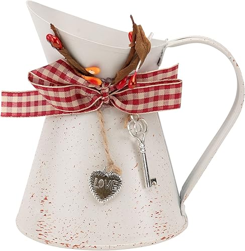 Miniatura 2 de Vaguelly Cubos de flores galvanizadas Jarrón francés rústico pequeño florero cubos de flores de metal floreros Bowknot Flores Jarrón Jarrón de