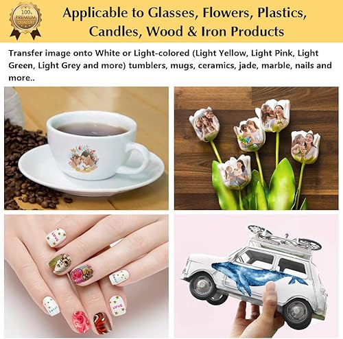 Miniatura 5 de TransOurDream Papel adhesivo de tobogán acuático para impresora láser transparente (5 hojas, tamaño A4), papel de transferencia de tobogán acuático