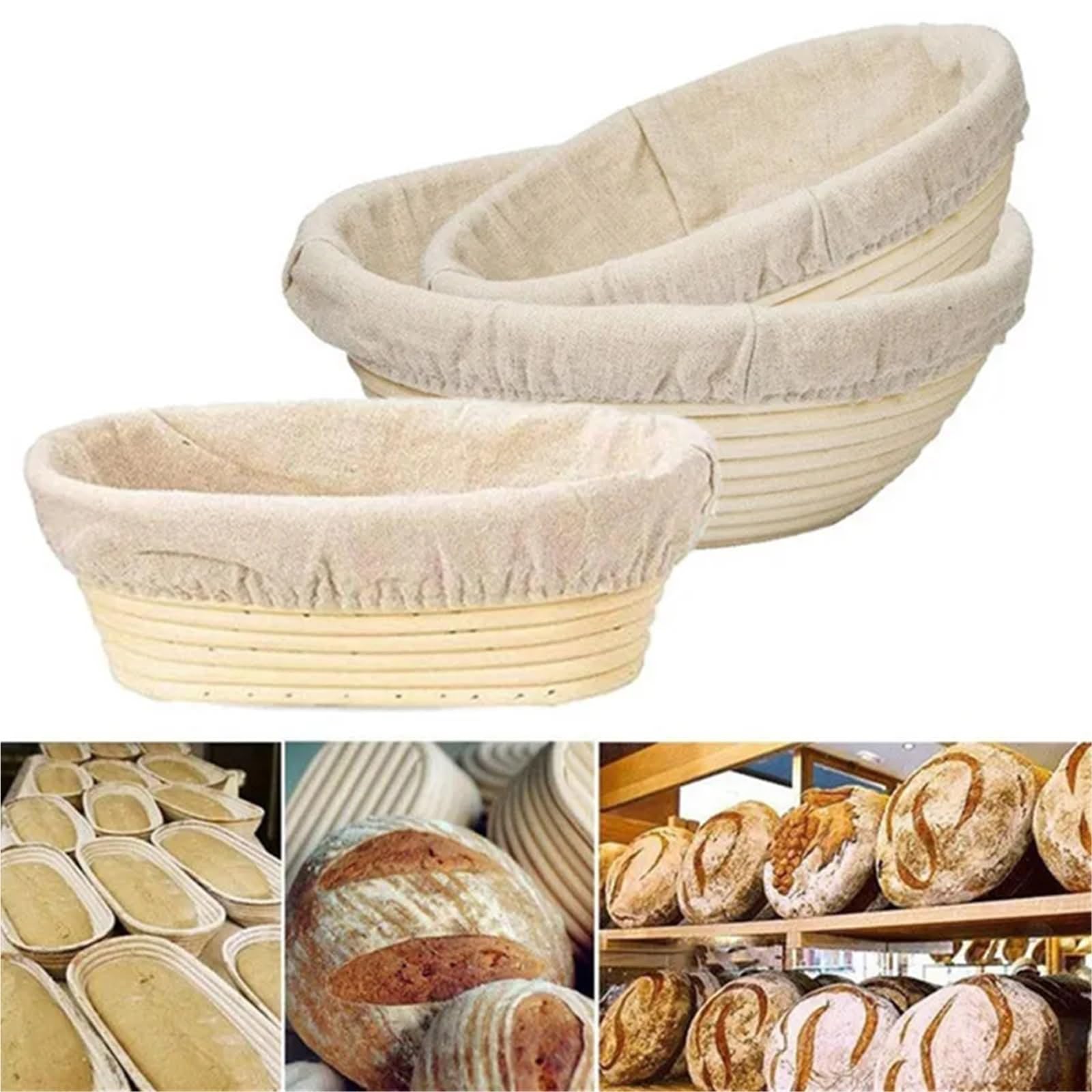Kosz do proofingu chleba, Rattanowe kosze do wyrastania chleba Okrągłe owalne drewno w kolorze wielu rozmiarów(Round 25X8.5cm)