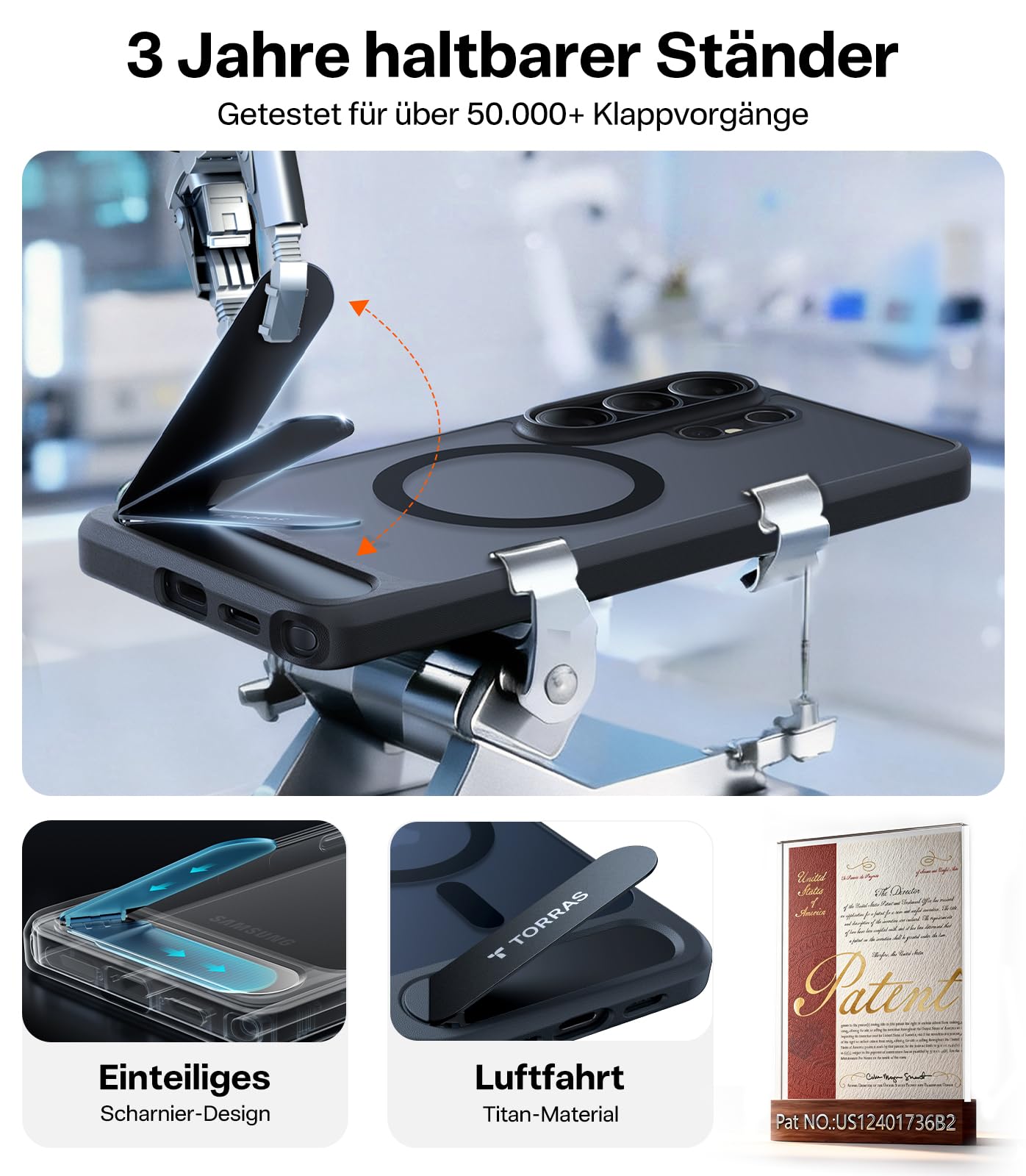 TORRAS 2026 Neu Ostand L1 für Samsung Galaxy S26 Ultra Hülle für MagSafe mit unsichtbarem Ständer Militärschutz Magnetkraft Zertifiziert Stoßfest Hülle Samsung S26 Ultra Case Matt Schwarz