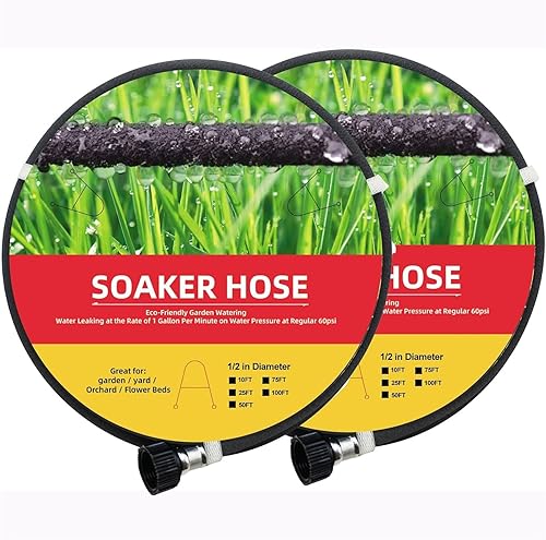 Paquete de 2 mangueras de remojo de 10 pies para cama de jardín, manguera de goteo de 12 pulgadas de diámetro, 10 pies, ahorra un 70% de agua