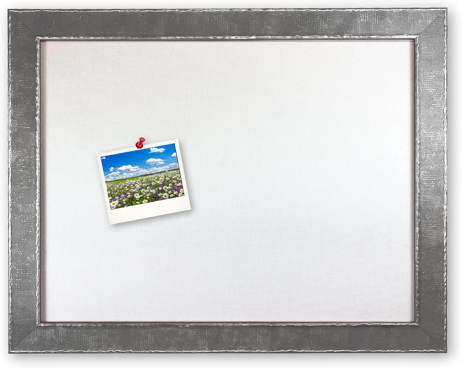 Industrial Welded Metal Solid Wood Framed Fabric Bulletin Board Handcrafted (11x14, Light Gray Frame | White Fabric)