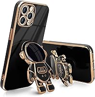 Vista 14 de Funda compatible con iPhone 12 Bonita Diseño de Soporte de Astronauta en 3D Protección de Cámara A Prueba de Golpes Cubierta Trasera Suave para Negro