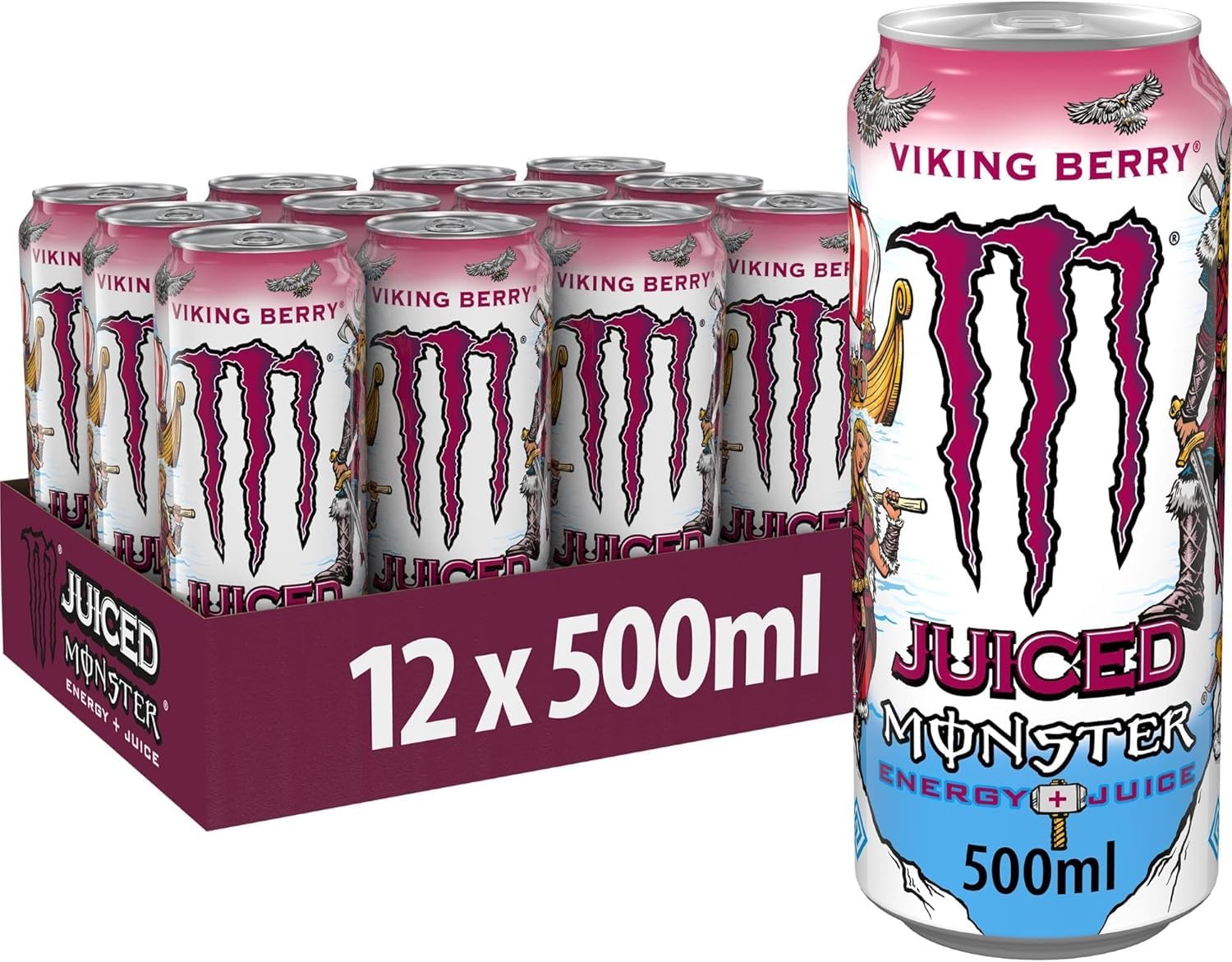 MONSTER - Viking Berry Energy + Juice Drink (Pack of 12) 500ml Each By Savoy Impex | Berry Flavored Carbonated Energy Drink | Convenient Multipack for Parties & Gatherings-image-25