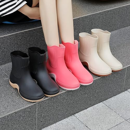 Miniatura 8 de Botas de lluvia para mujer, botas de jardín impermeables para mujer, botas de lluvia cortas de goma, botines Chelsea antideslizantes, zapatos