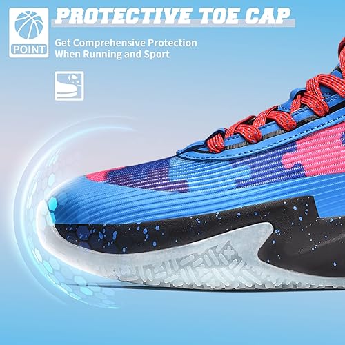 Miniatura 3 de ASHION Zapatos deportivos para niños y niñas, zapatos de correr para niños, zapatos de baloncesto, tenis antideslizantes, A-blanco