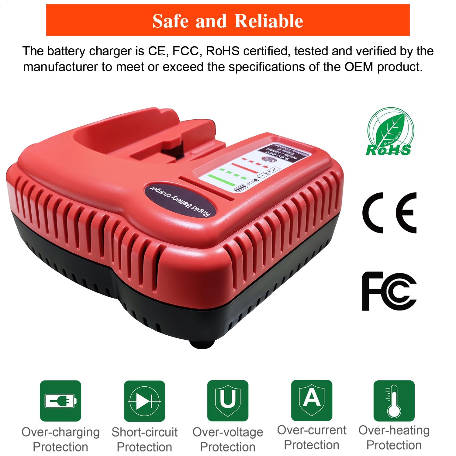 LALAFO Battery charger replace for Black and Decker 18V 14.4V 12V 9.6V