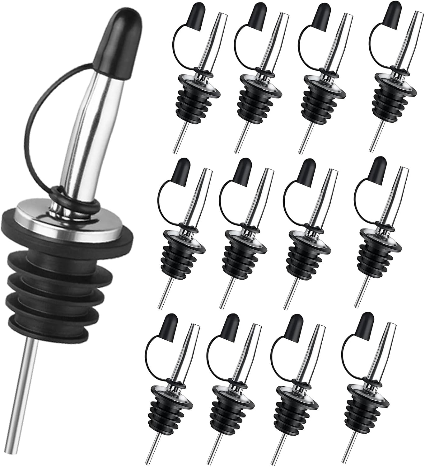 12 Pcs Automatic Measured Bottle Pourers Measured Pour Spouts for Liquor Bottle Alcohol Tequila Cocktail Whiskey Rum Drink Home bar - 12 Pcs