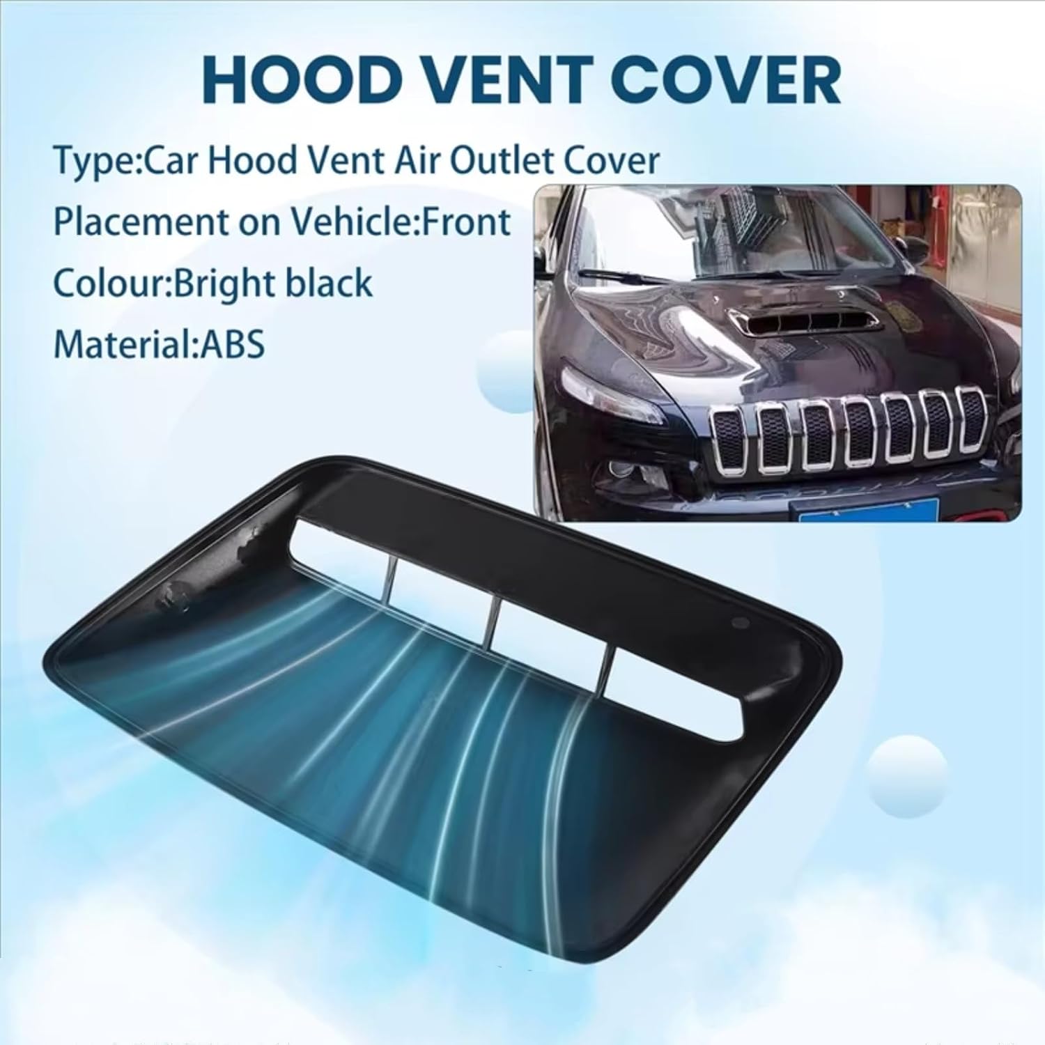 Hood Scoops Car Universal Hood Vent Air Outlet Cover Scoop Flow Intake Auto Exterior Accessories Compatible with Infiniti