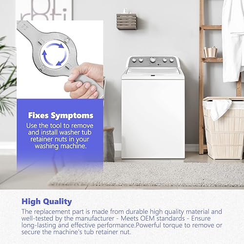 Miniatura 7 de HASMX TB123A Llave inglesa para lavadora Maytag Whirlpool GE reemplaza números de pieza: AP6832671, TJ90TB123A, 12393, 123931, OVR23A, TB123,