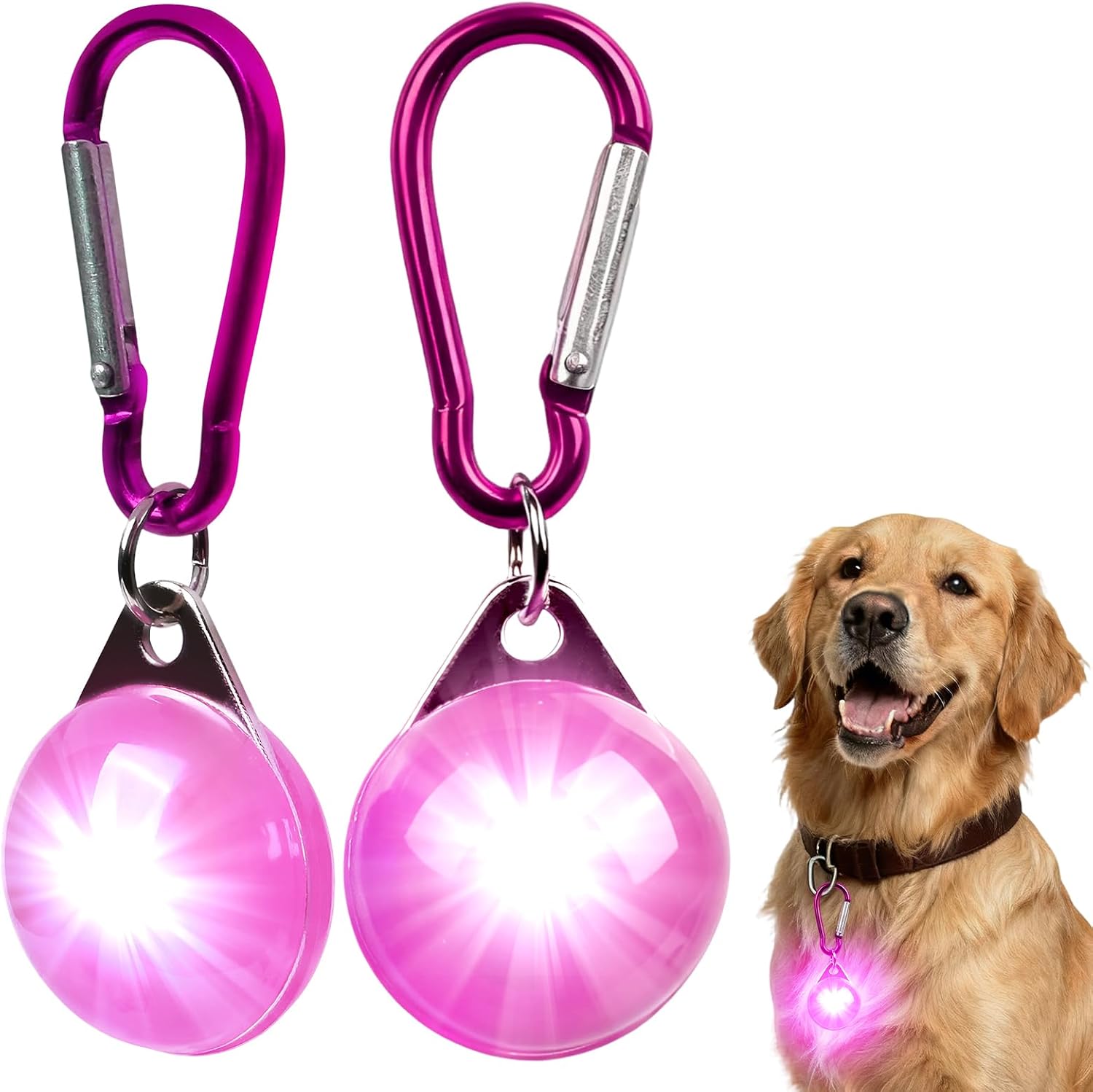 2-in-1 GPS Tracker & Dog Light - Works with Apple Find My - No Subscription | Smart Tracking Pet LED Light for iOS Only - Rechargeable IP68 - Waterproof Dog Collar Light with 6 Modes for Night Walking