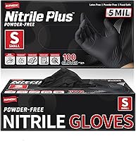 Vista 8 de Disposable Nitrile Gloves, 5Mil Chemical Resistant Powder-Free Latex-Free Glove Exam Cook Tattoo, Black Blue 100Pcs