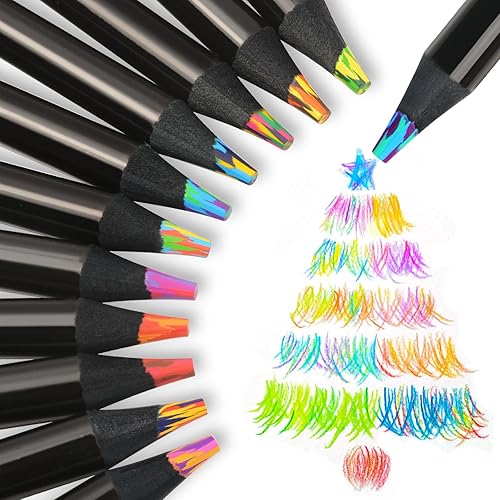 nsxsu Suministros de arte, 24 lápices de colores arcoíris para adultos y niños, regalos para niñas adolescentes, cosas de moda, lápiz multicolor