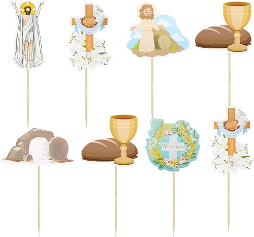 Miniatura 3 de Gyufise 24 piezas de decoración para cupcakes de Pascua Oh Baby con purpurina azul conejito feliz Pascua para conejito temática de Pascua niños