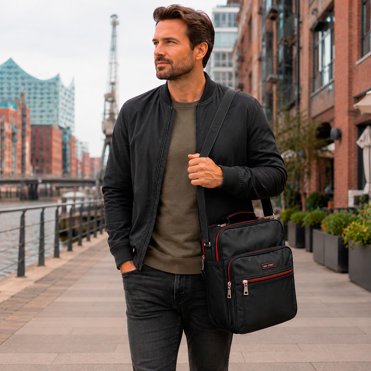 BAG STREET - Bolso de trabajo para hombre, color negro