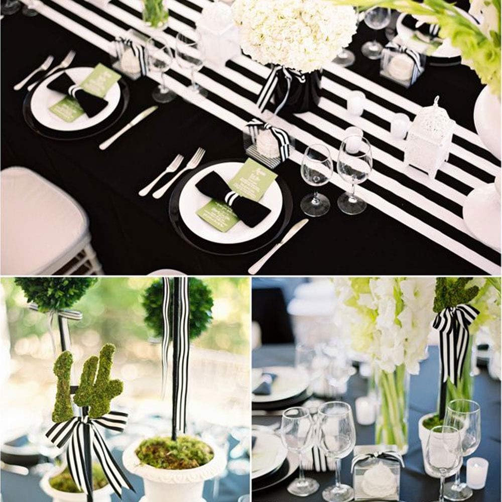Disposable Table Covers, ETSAMOR 3pcs 54" x 108" Checkered Plastic Tablecloths Black and White Stripe Print Tablecloths for Birthday Parties, picnics, Weddings and Other Special Occasions