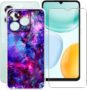 for Honor X5c Case with 1 x Tempered Glass Screen Protector, Soft TPU Shockproof X Anti-Scratch Ultra Thin Clear Phone Cover for Honor X5c 6.74" - XT121