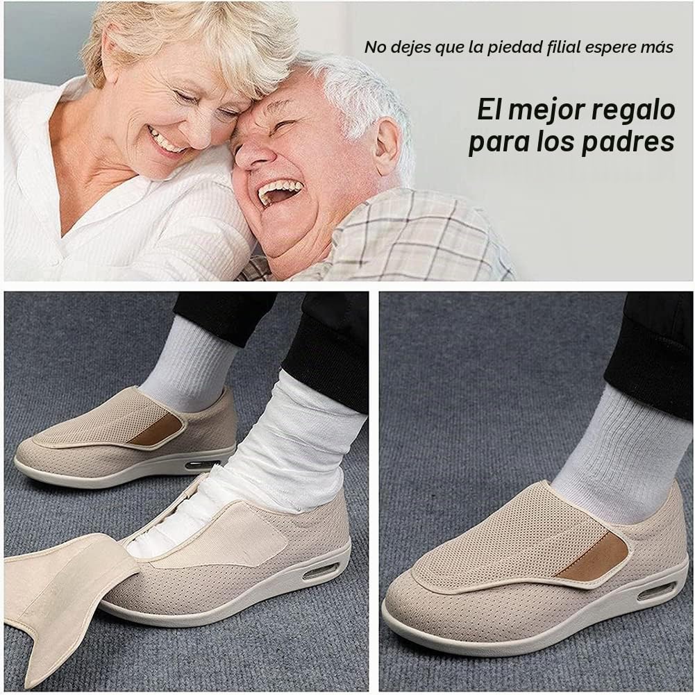 Zapatos para Diabéticos, Pies Hinchados y Obesos - Ortopédicos Respirable para Ancianos, Hombres y Mujeres - Preventivos de Salud Extra Anchos, Dark Blue, 39 EU
