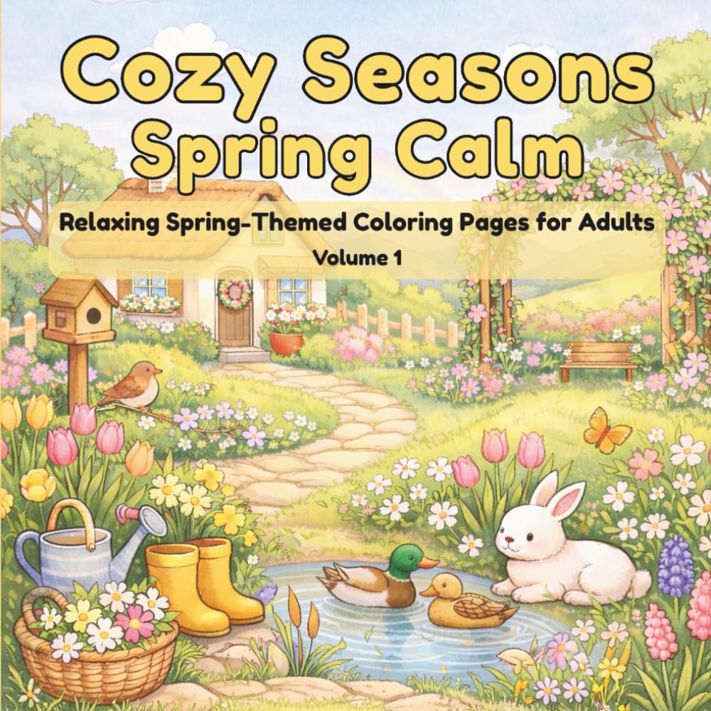 Cozy Seasons: Spring Calm: Relaxing Spring-Themed Coloring Pages for Adults
