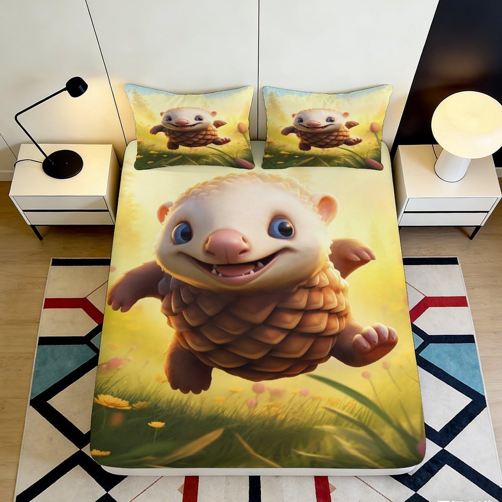 Pnayamiorkfel Style-6 3D Printed Cute Hedgehog Fitted Sheet Microfiber Soft Breathable Cartoon Grassland Bed Cover For Bedroom Dorm Decor 90X200x25cm