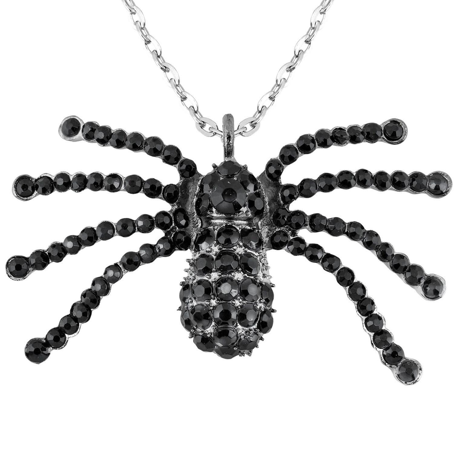 Black Strass Spider Necklace Halloween Jewellery for Fancy Dress Costumes Accessories Accessory