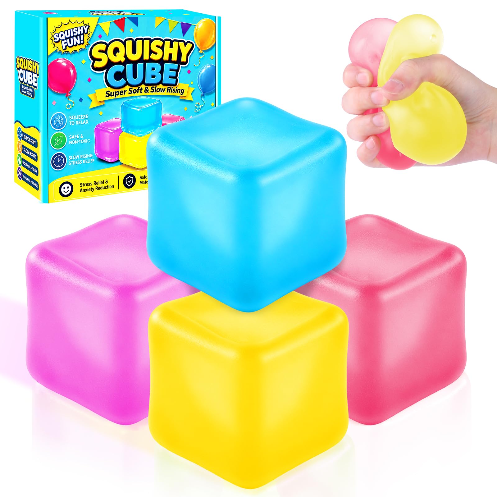5.5CM Stress Ball Cubes Sensory Squishy Fidget Cube Adults Anxiety Relief