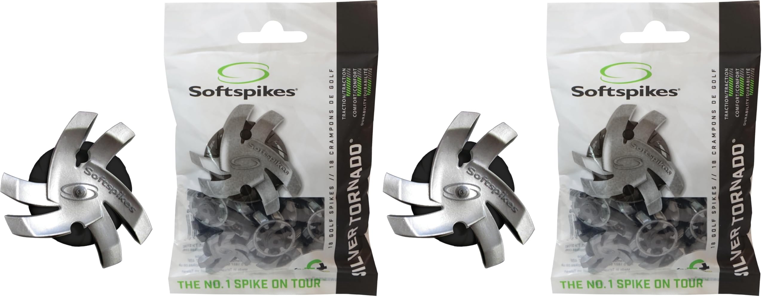 SOFTSPIKES Silver Tornado Fast Twist 3.0 Golfspikes, 18 Stück