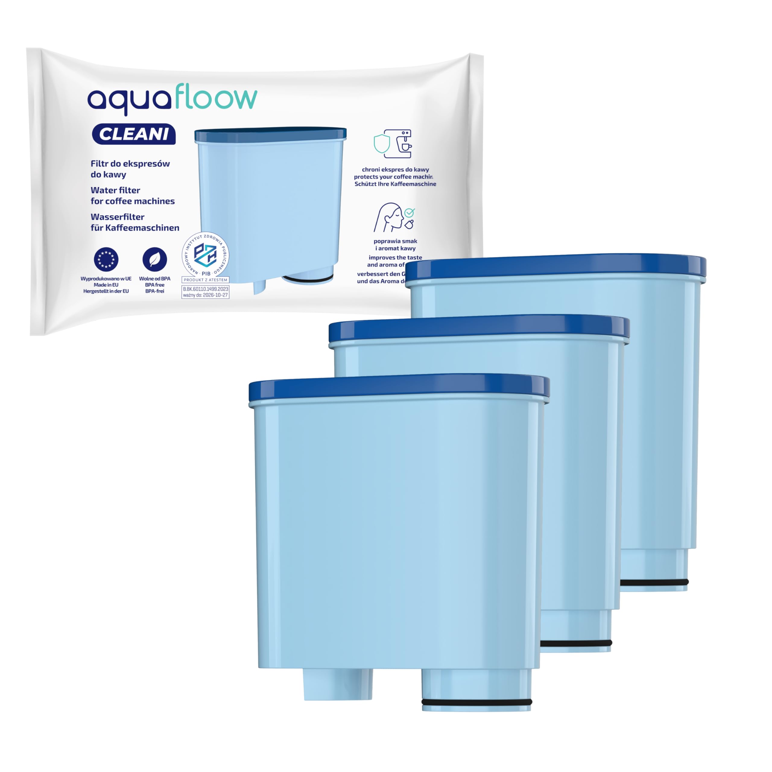 Aquafloow Water Filter Compatible with Philips and Saeco AquaClean CA6903/10 & CA6903/22 – Anti-Limescale Descaler Cartridge for Automatic Espresso and Intense Aroma Coffee Maker (3x)