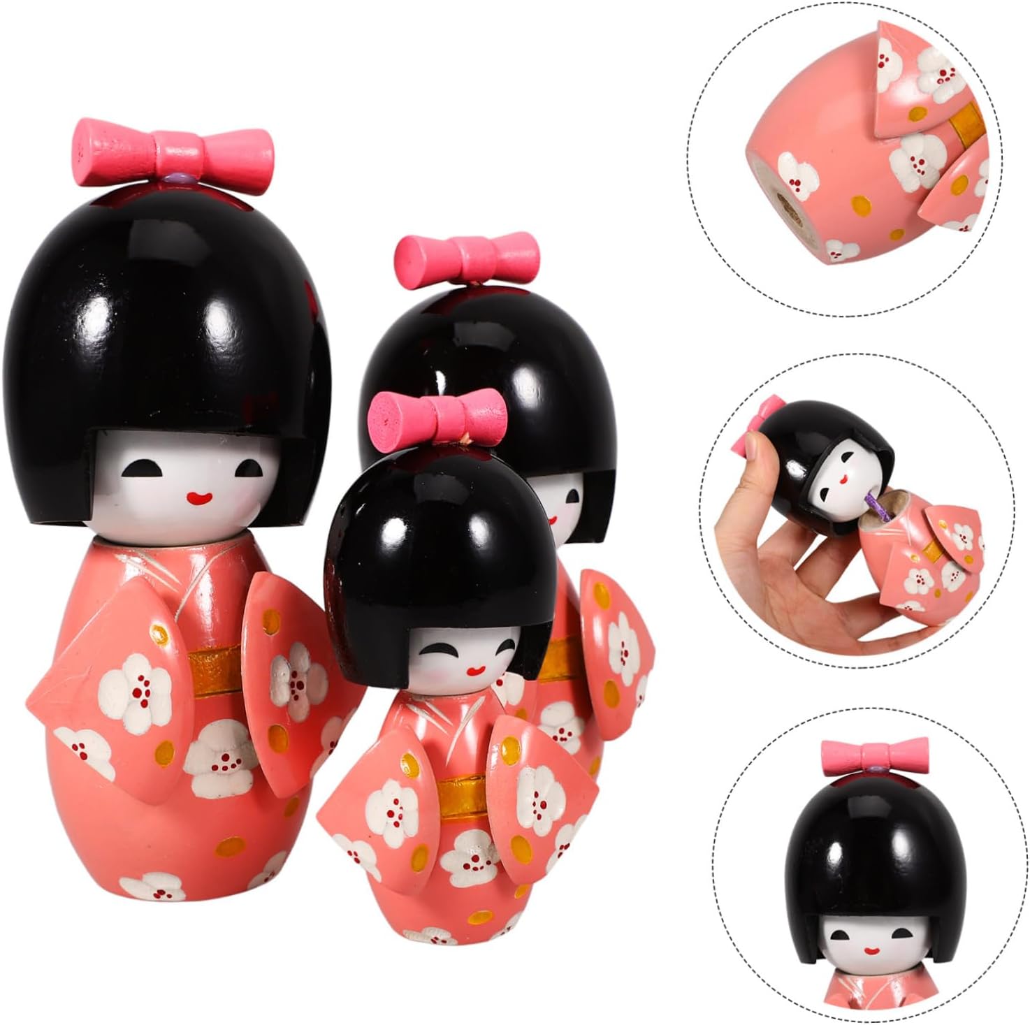 3pcs Japanese Style Kimono Doll Ornament for Home Decor Traditional Asian Craft Cute Decorative Figurine for Living Room and Bedroom
