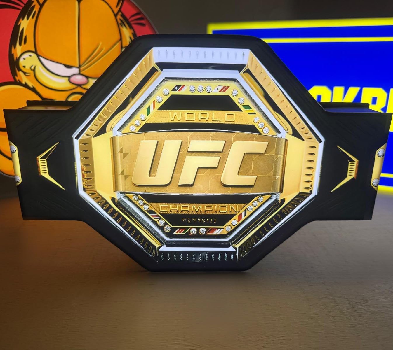 NEONSIGN Championship Belt Inspired LED Neon Sign, MMA Night Light, Boxing Wall Decor, USB Powered Dimmable LED for Home Gym, Man Cave, Fighting Fan Gift (12 * 8 INCHES)