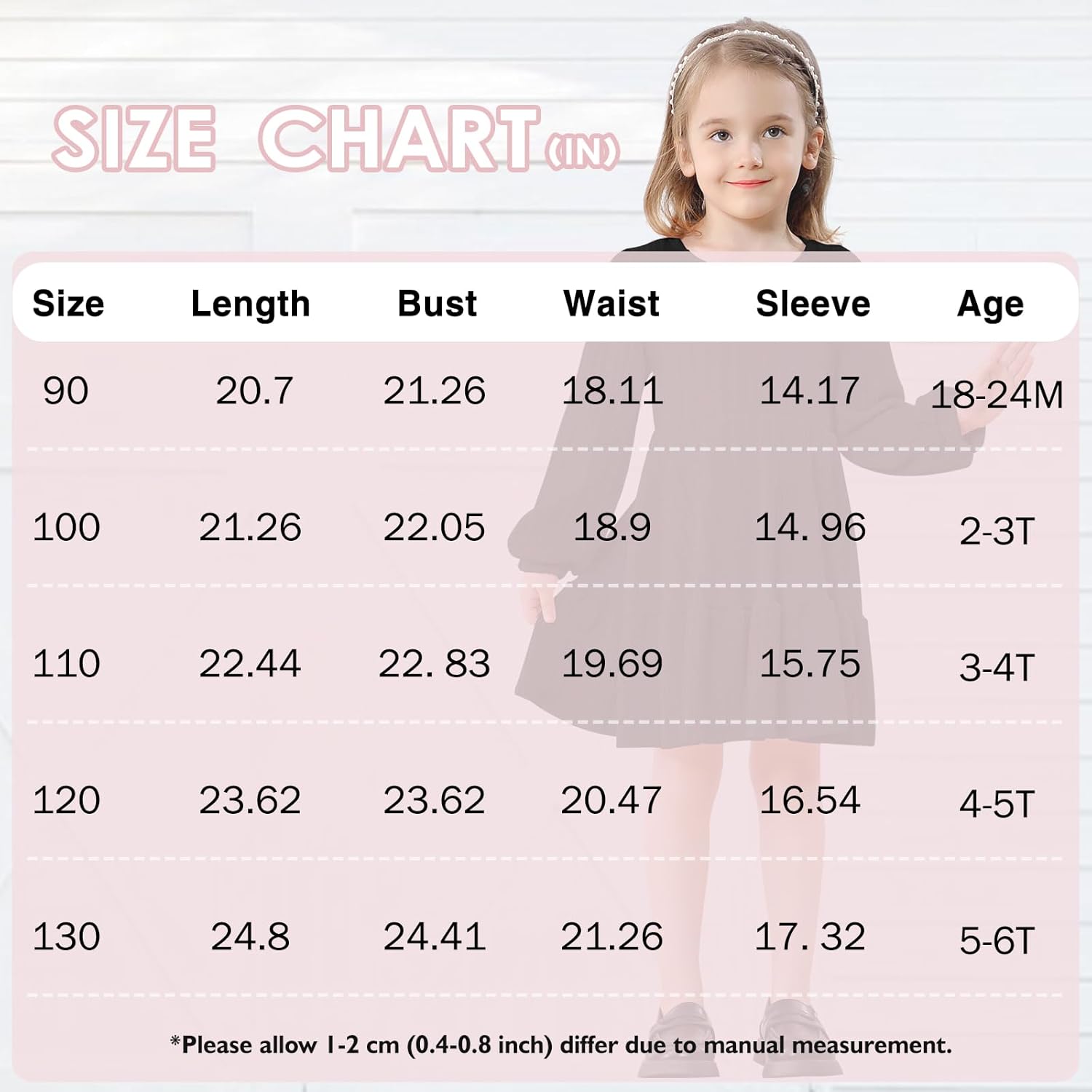 Neutocd Toddler Baby Girl Dress Long Sleeve Knit Sweater Fall Winter Ribbed Ruffle Casual Solid Toddler Dress - Image 6