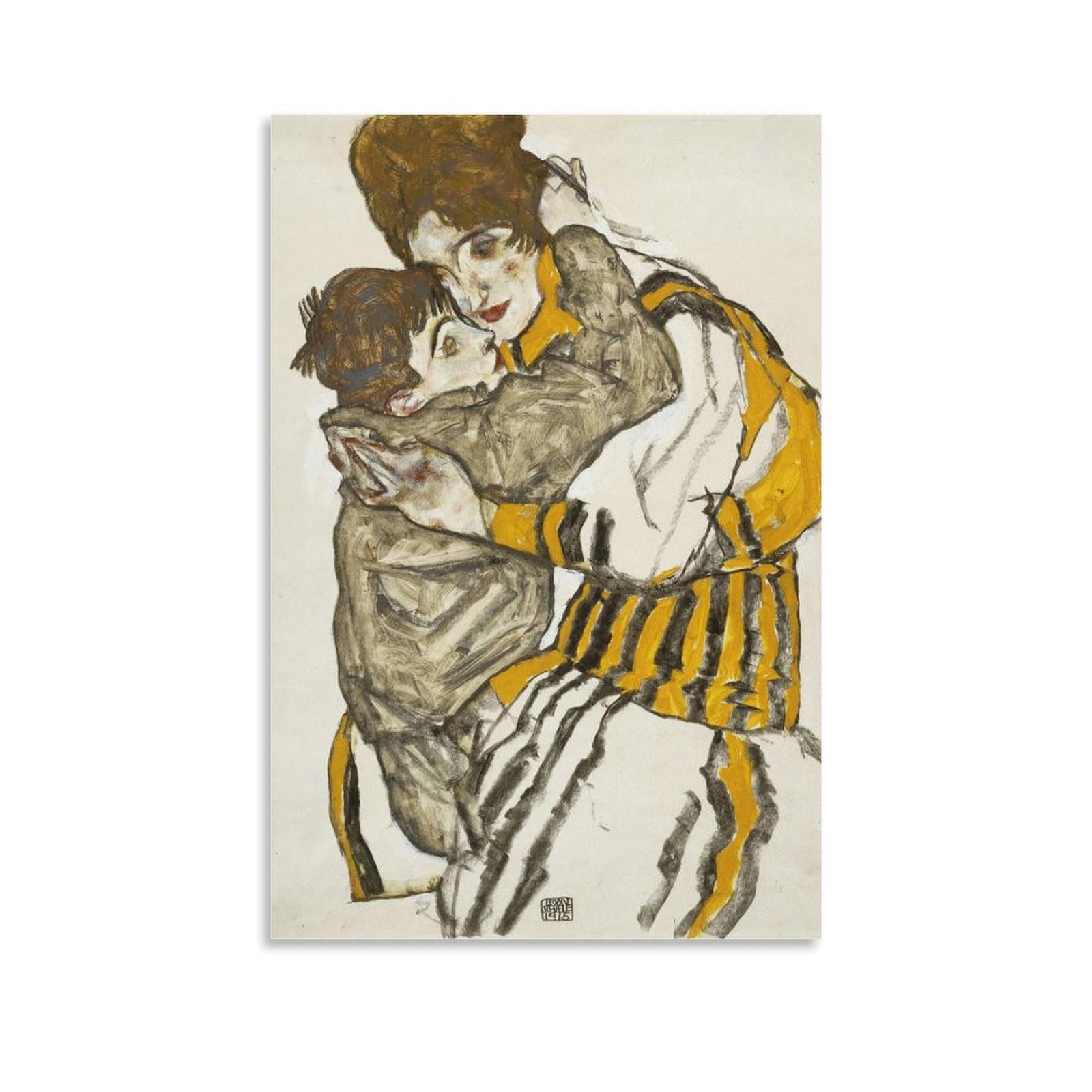 Decter Unframe-Style Schiele's Wife With Her Little Nephew By Egon Schiele Painter Artwork Poster Wall Art Scroll Canvas Painting Picture Living Room Decor Home 24X36inch(60X90cm)