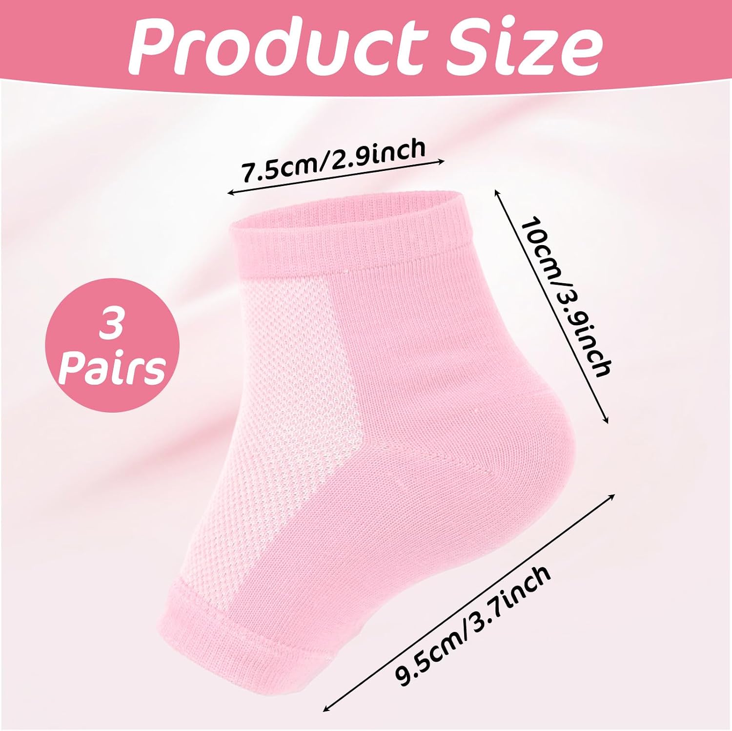 3Pcs Gel Heel Sports Sock, Moisturizing Heel Socks, Toeless Gel Socks for Kids with Heels Discomfort Severs Plantar Fasciitis Heels Pain