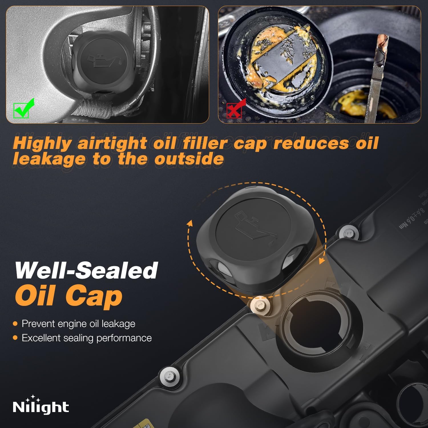 Nilight Engine Valve Cover Set for BMW 125i 128i 2007 2008 2009 2010 2011 2012 2013, 130i 323i 328i 525i 528i 528xi 530i 2006-2013, X1 X3 X5 Z4 2006 2007 2008 2009-2011 (Bolts Included)