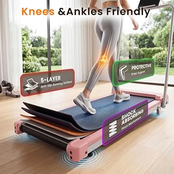 Walking Pad Treadmill with Handle Bar and Incline for Home, Compact Portable Foldable Small Quiet Treadmills Under Desk Foldable for Small Spaces
