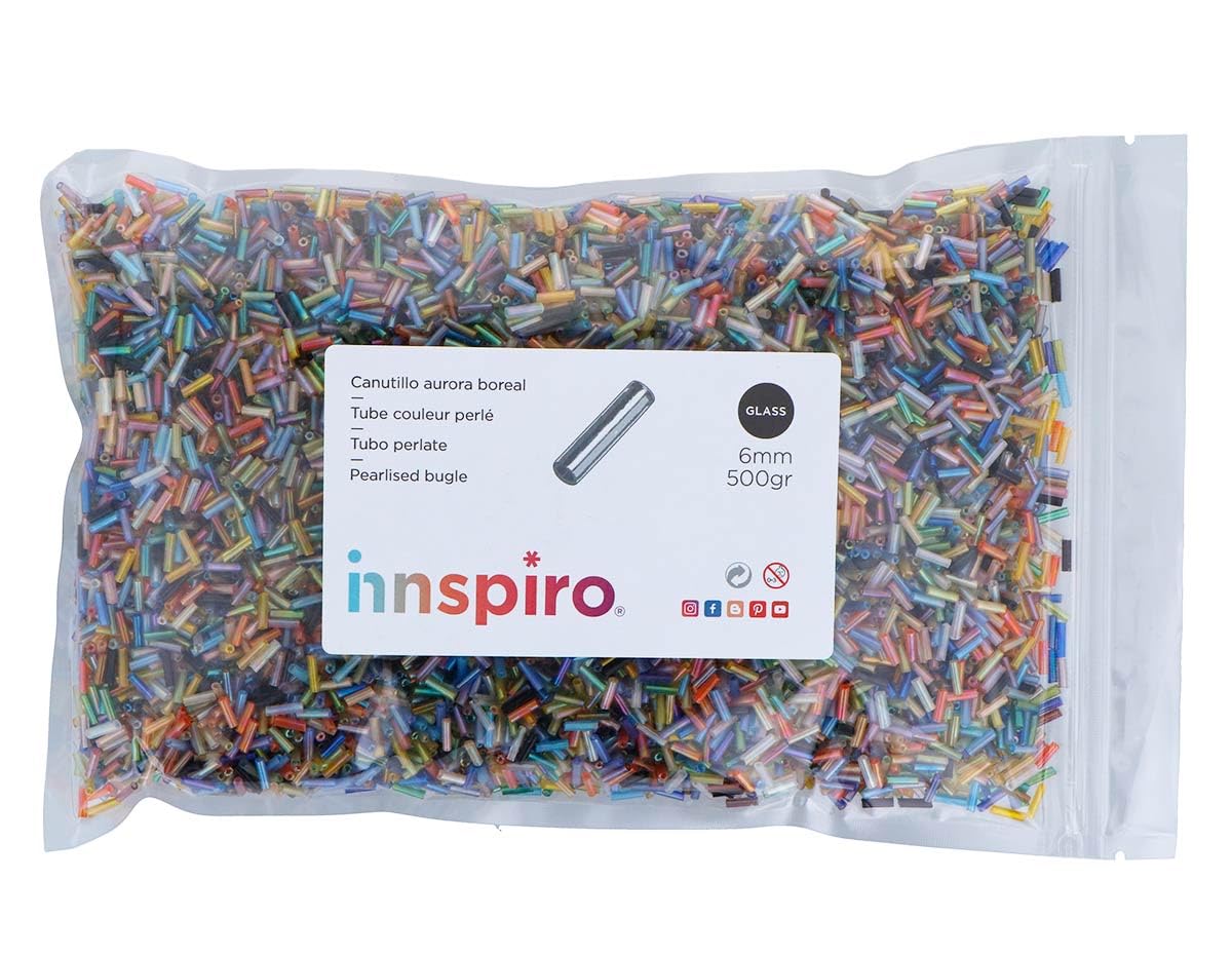INNSPIRO Glass Rock Cylinder Aurora boreale Mix diam. 1.8 x 6 mm. 500 g.