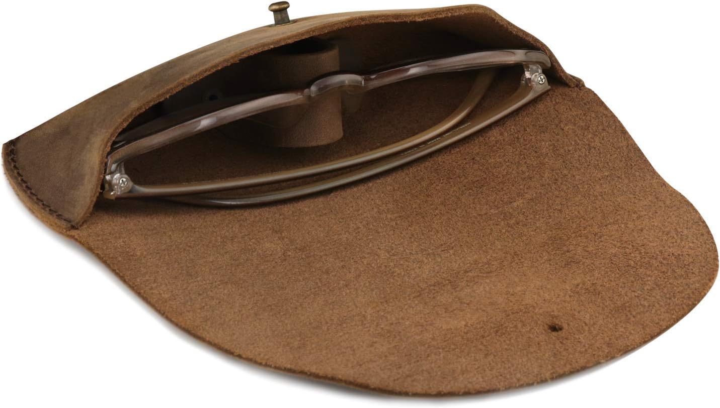 Londo Genuine Leather Eyeglasses & Sunglasses Case – Premium Leather Protective Case with Button Closure, Stylish & Durable Storage for Glasses