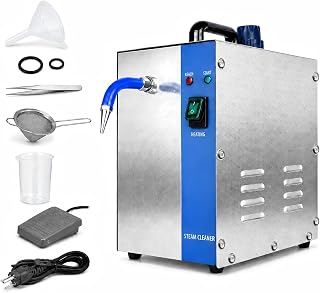 2L/0.528Gal Jewelry Steam Cleaner 1300W High Pressure, 135°C/275°F 304 Stainless Steel Cleaning Machine with Foot Pedal, Tweezers & Mesh Strainer for Gold, Silver, Rings, Gems