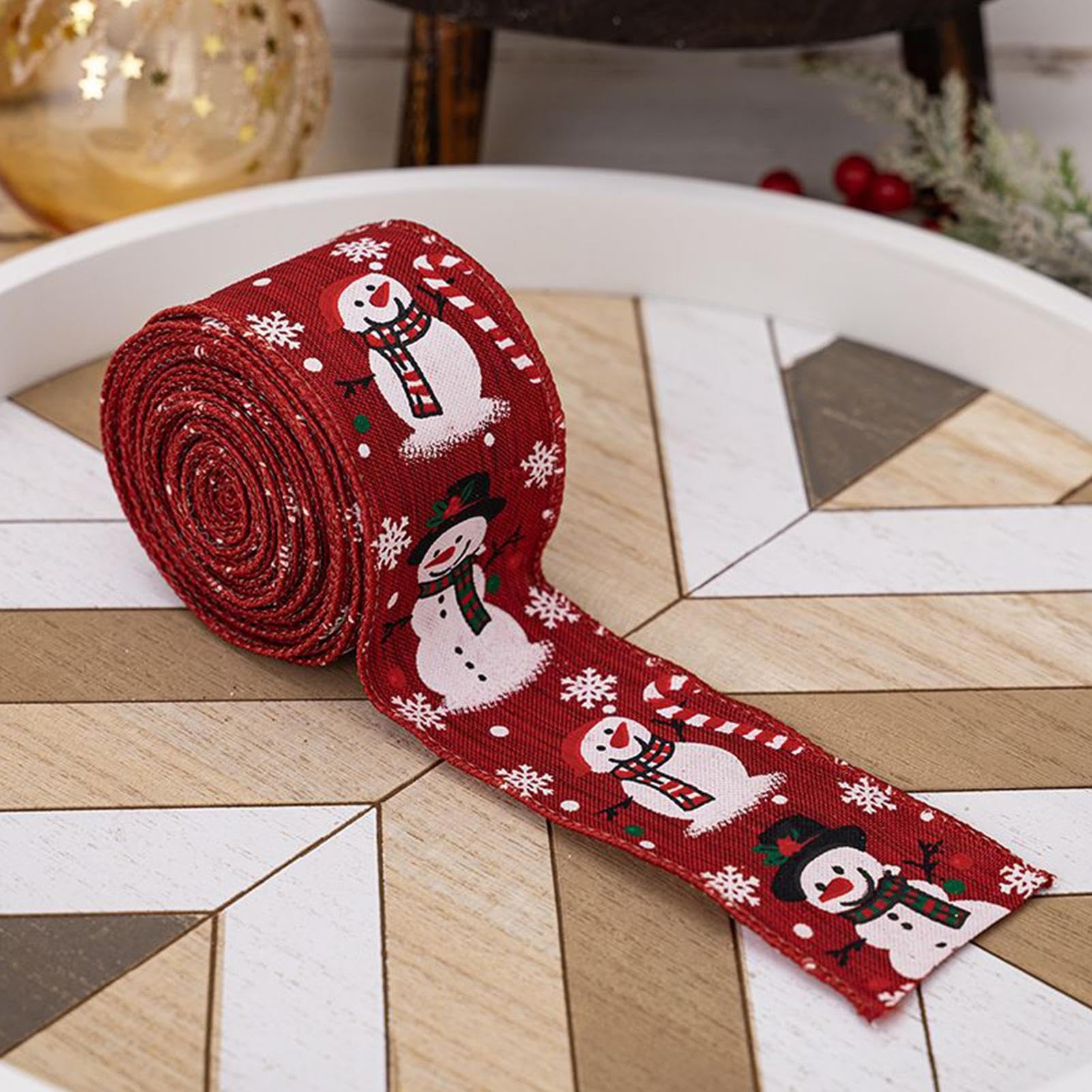 Nastro Natalizio In Iuta Con Pupazzo Di Neve, 5 Metri X 5 Cm - Per Decorazioni, Lavoretti Creativi, Regali, Alberi E Feste
