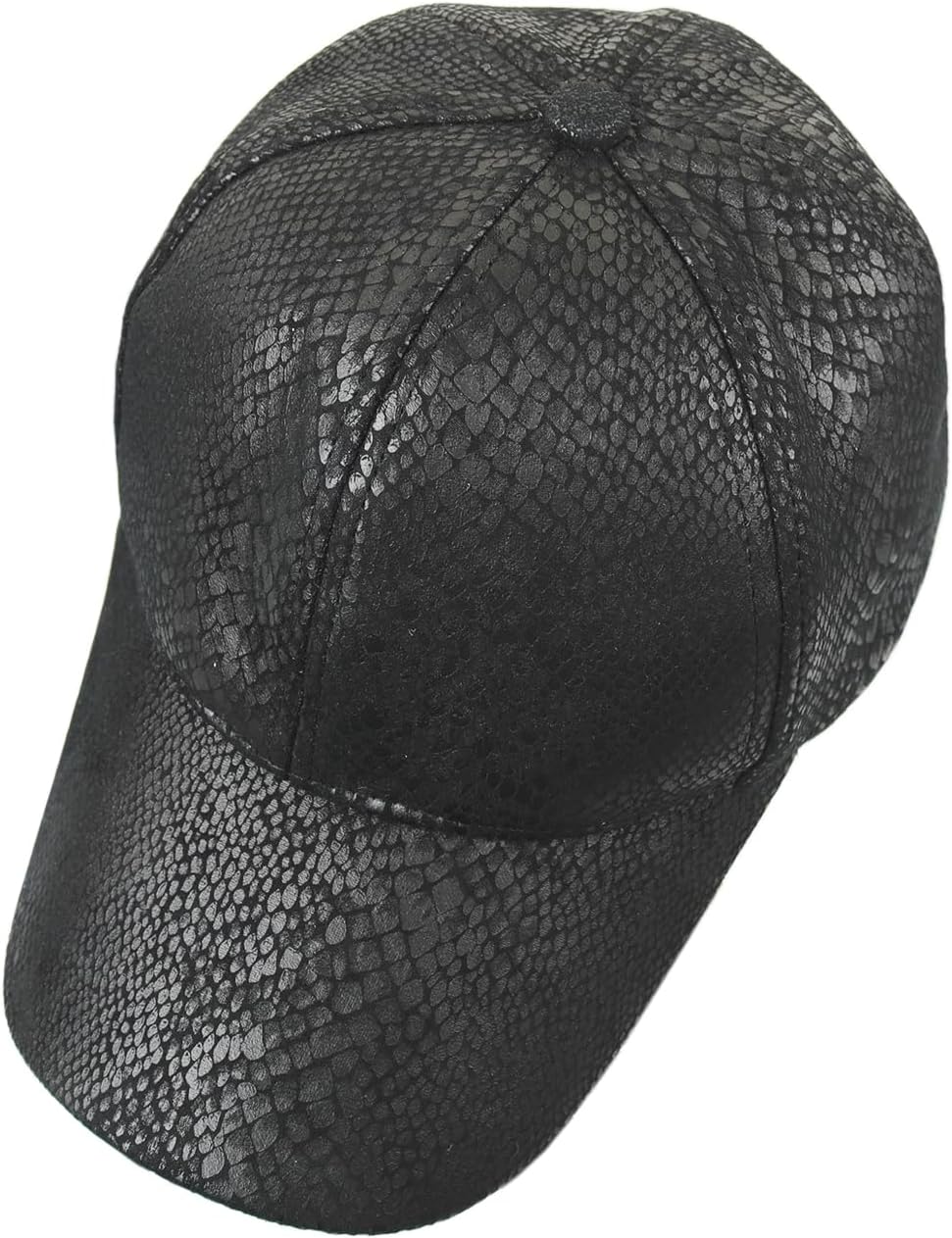 Greenery-GRE Unisex Snakeskin PU Leather Baseball Cap Adjustable Casual Snapback Trucker Hat Visor Sports Hat for Women Men - Image 2