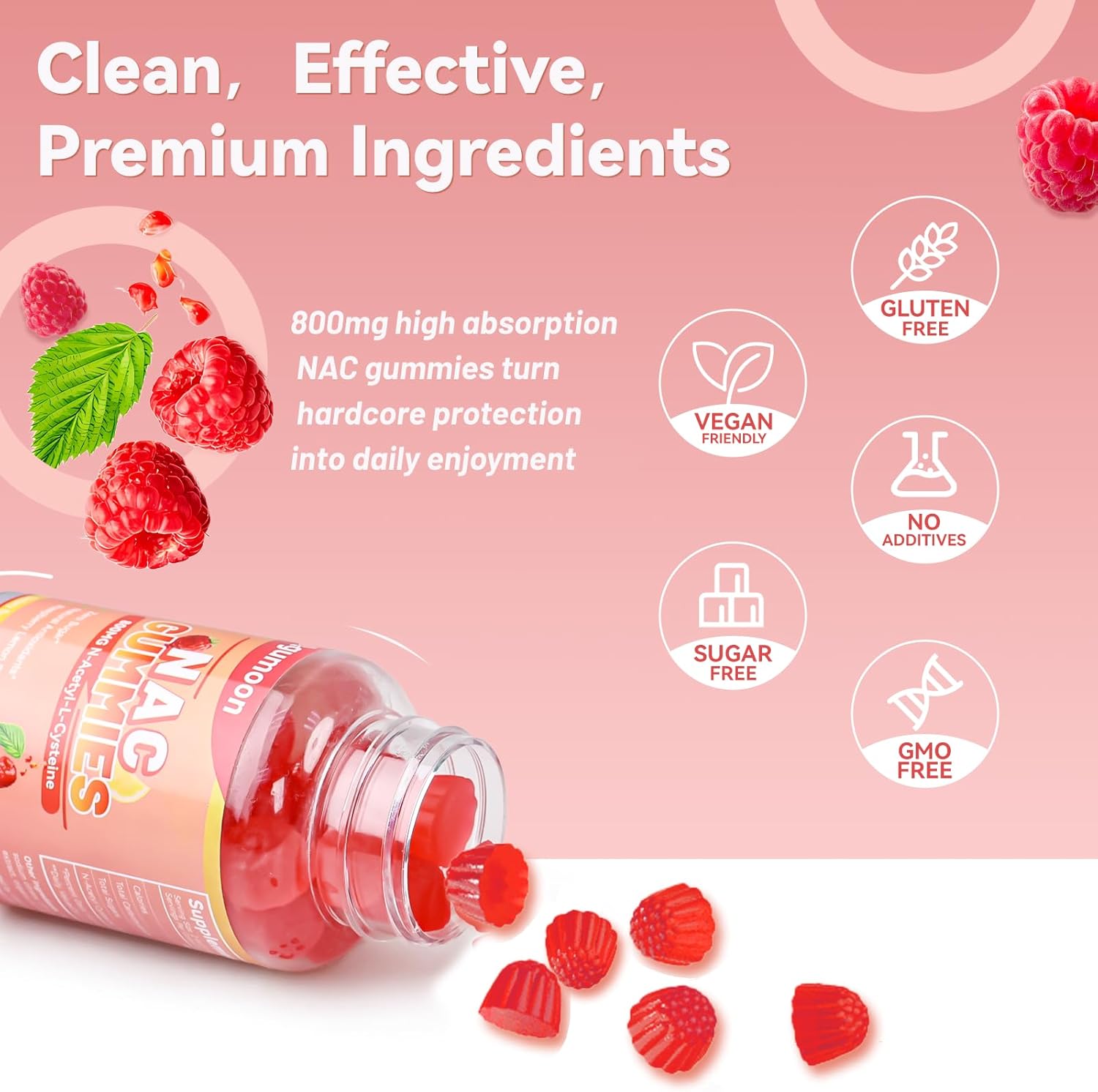 NAC Gummies for Kids & Adults 800mg, N-Acetyl Cysteine, NAC Supplement for Antioxidant and Immune Support, Sugar-Free - 120 Vegan Gummies - Image 5