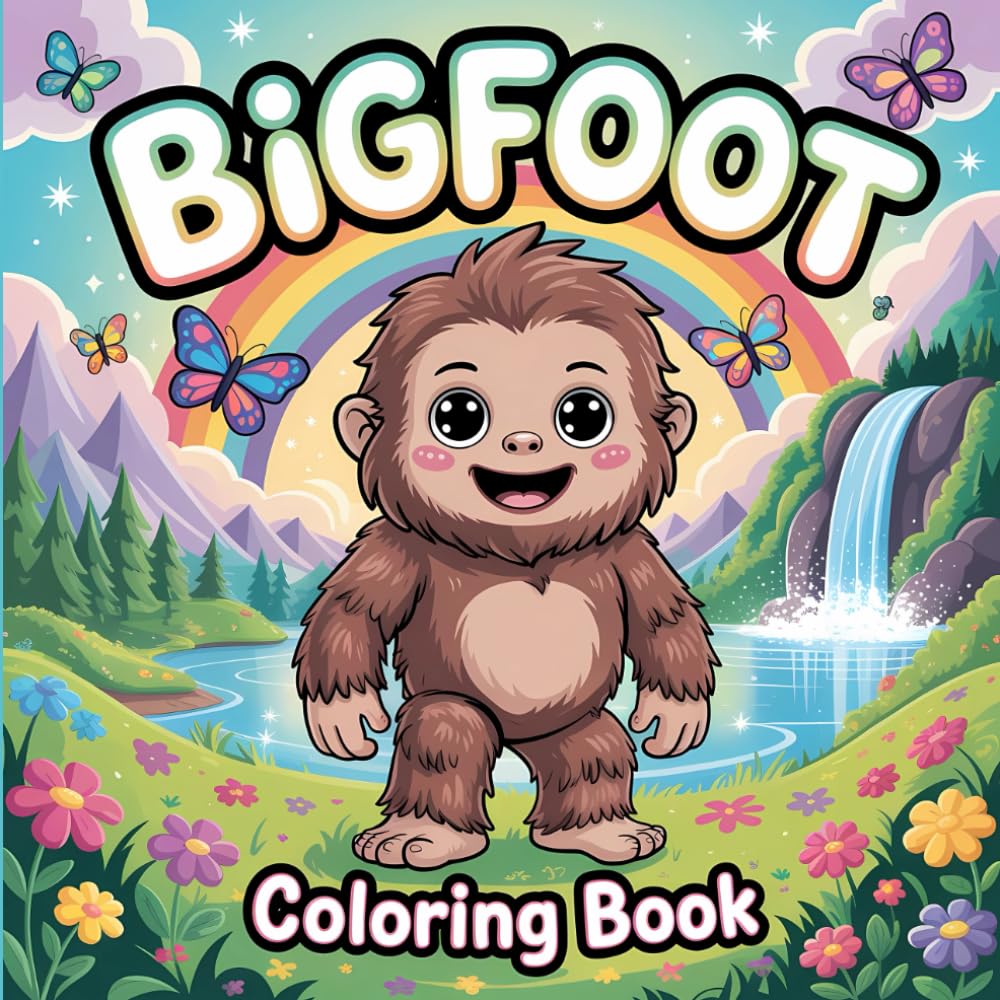 Bigfoot Coloring Book: Bold and Easy Illustrations for Sasquatch Lovers, Simple and Fun Holiday Coloring Book for Kids and Adults