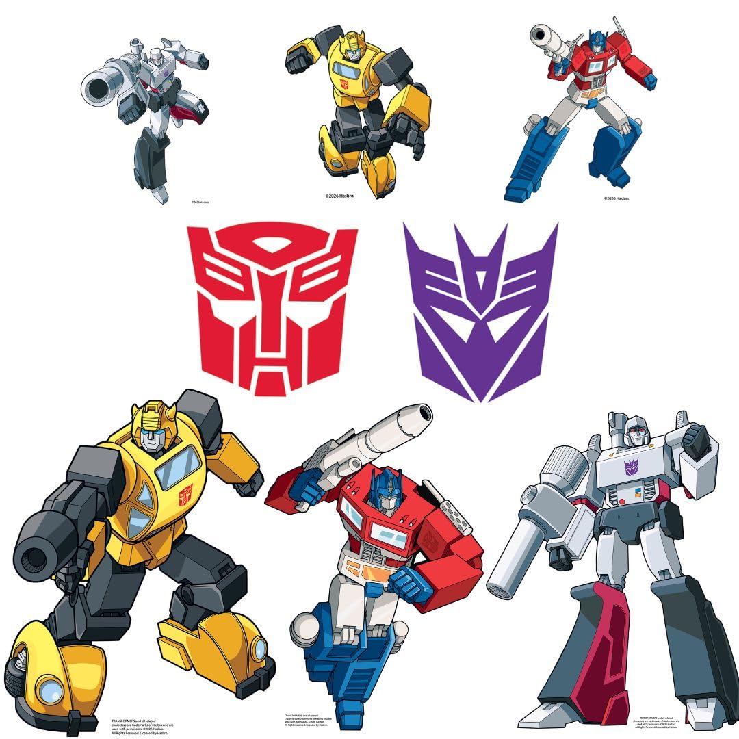Star Cutouts Transformers - Recortes de cartón (8 Piezas) – Autobot Decoraciones de Fiesta, Recuerdos de Fiesta y decoración de habitación – Optimus Prime, abejorro, Megatron – Altura máxima 63 cm